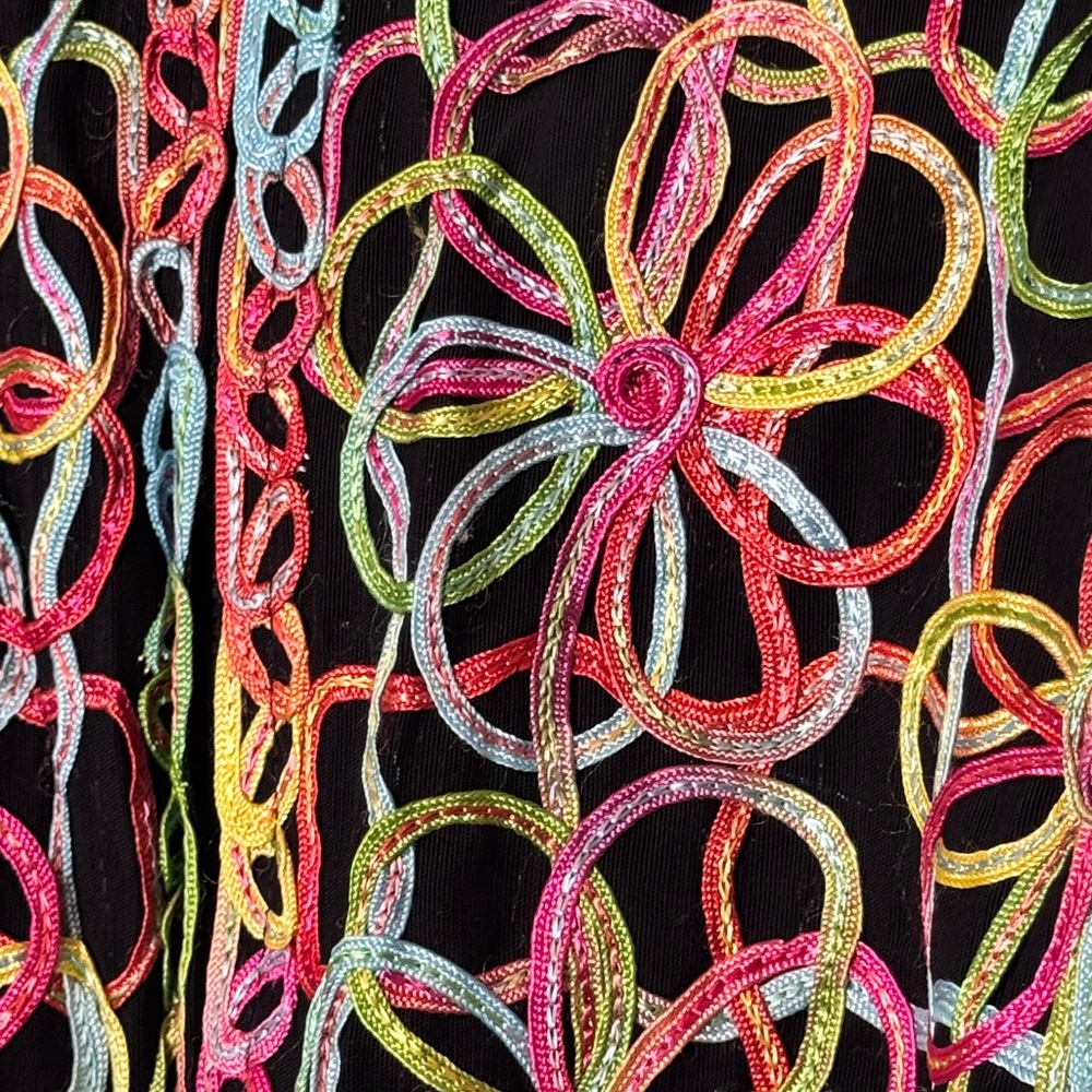 Rainbow Colored Graphic Pattern Button Zipped Top… - image 2